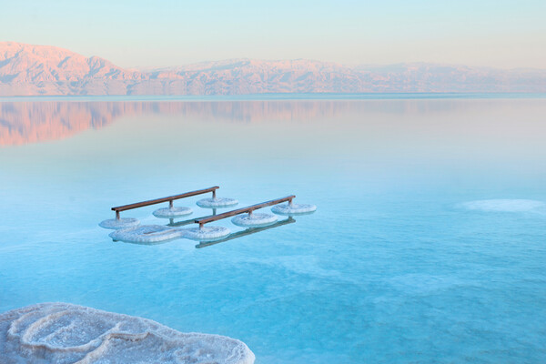 Salt deposits, typical landscape of the Dead Sea,  Picture Board by Olga Peddi