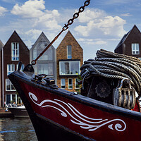 Buy canvas prints of Boat on channel in Haarlem - Holland. by Olga Peddi
