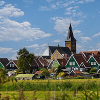 Buy canvas prints of Panorama of Traditional dutch Village with colorfu by Olga Peddi