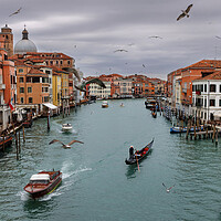 Buy canvas prints of Panoramic view of famous Grand Canal in the winter by Olga Peddi
