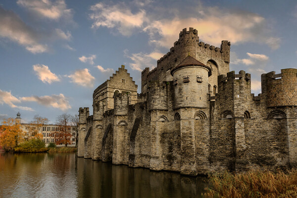 Medieval Gravensteen castle in Ghent, Belgium Picture Board by Olga Peddi