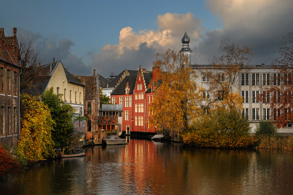 Gent - canal and typical brick houses Picture Board by Olga Peddi