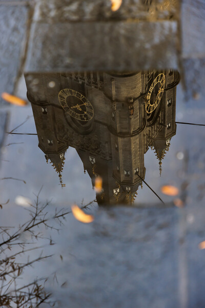 Reflection of the highest part of the clock tower. Picture Board by Olga Peddi
