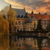 Buy canvas prints of Bruges canal at sunset. Belgium by Olga Peddi