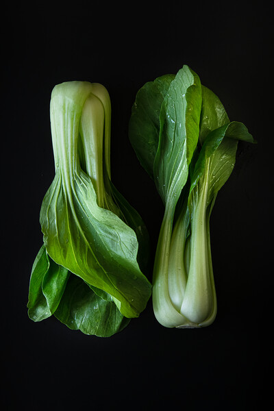 Bok choy cabbage isolated on a black background.  Picture Board by Olga Peddi