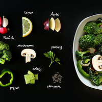 Buy canvas prints of Raw ingredients for cooking  Green Salad by Olga Peddi