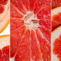 Buy canvas prints of Collage of fresh slices of red grapefruit by Olga Peddi