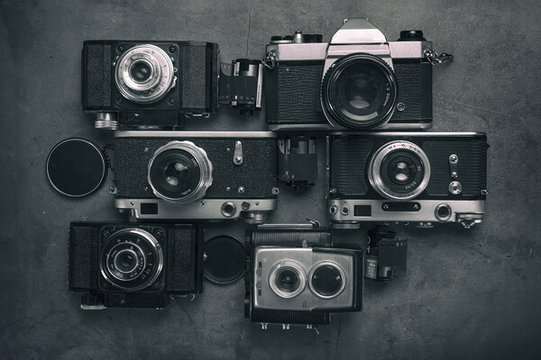 Set of Vintage Film Cameras. Picture Board by Olga Peddi