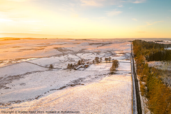 Sunset and Snow, Northumberland National Park Picture Board by Bradley Taylor