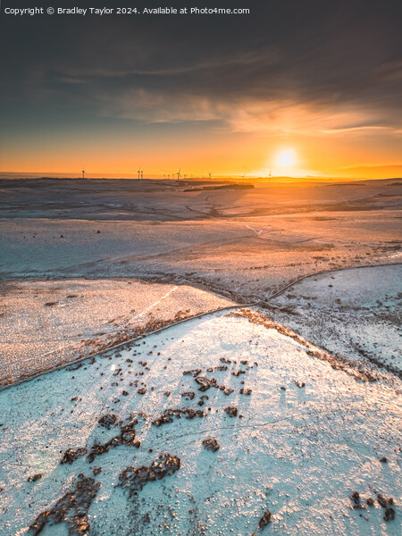 Northumberland Sunset in the Snow Picture Board by Bradley Taylor