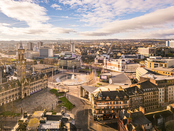 Aerial View of Bradford City Centre, UK Picture Board by Bradley Taylor