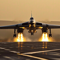 Buy canvas prints of Avro Vulcan Sunset Takeoff by T2 