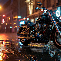 Buy canvas prints of Harley-Davidson Motorcycle ~ City Lights by T2 