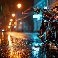 Buy canvas prints of Harley-Davidson Motorcycle ~ City Lights by T2 