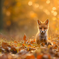 Buy canvas prints of Red Fox Cub in Autumn Woodland by T2 