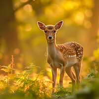 Buy canvas prints of Female Deer or Doe in British woodland in Summer by T2 
