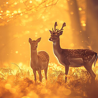 Buy canvas prints of Young Fallow Deer Stag and Doe by T2 