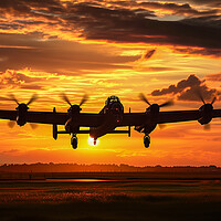 Buy canvas prints of British Lancaster Sunset Landing by T2 
