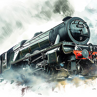 Buy canvas prints of Flying Scotsman inspired Steam Train Art by T2 