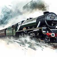 Buy canvas prints of Flying Scotsman inspired Steam Train Art by T2 
