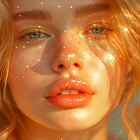 Buy canvas prints of Blond Female Portrait: Lipgloss and Glitter by T2 
