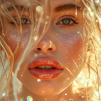 Buy canvas prints of Blond Female Portrait: Lipgloss and Glitter by T2 