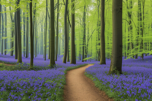 Bluebell Woods ~ Painterly Woodland Path Picture Board by T2 