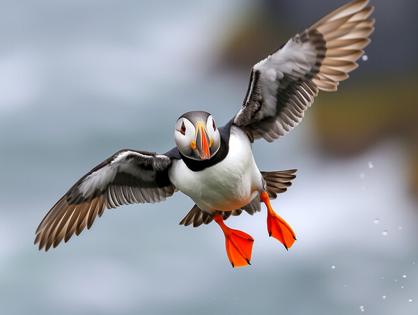 Atlantic Puffin in Flight Picture Board by T2 