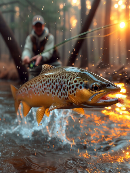 Fly Fishing for Brown Trout Picture Board by T2 