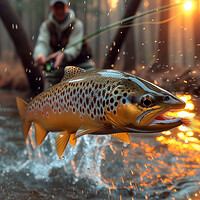 Buy canvas prints of Fly Fishing for Brown Trout by T2 