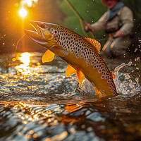 Buy canvas prints of Fly Fishing for Brown Trout by T2 