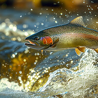 Buy canvas prints of Rainbow Trout Leap by T2 