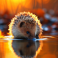 Buy canvas prints of  Hedgehog Drinking by T2 
