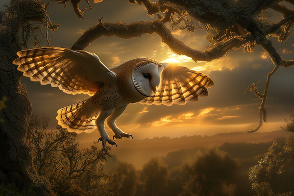 Barn Owl at Sunset Picture Board by T2 