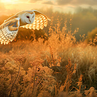 Buy canvas prints of Barn Owl at Sunset by T2 