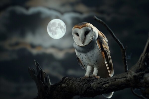 Barn Owl in the Moonlight Picture Board by T2 