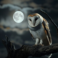Buy canvas prints of Barn Owl in the Moonlight by T2 