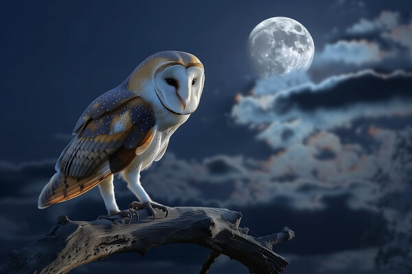 Barn Owl in the Moonlight Picture Board by T2 