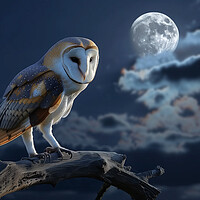 Buy canvas prints of Barn Owl in the Moonlight by T2 