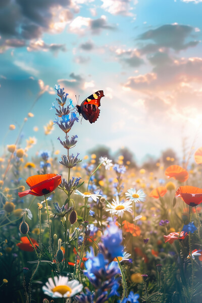 Flower Meadow Butterfly Picture Board by T2 
