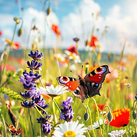 Buy canvas prints of Flower Meadow Butterfly by T2 