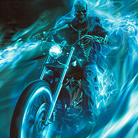Buy canvas prints of Ghost Rider Harley-Davidson Biker Art by T2 