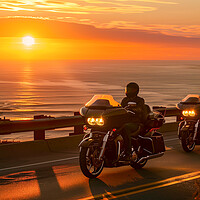 Buy canvas prints of Harley-Davidson Sunset Ride by T2 
