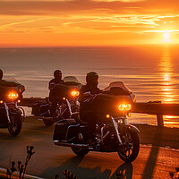 Buy canvas prints of Harley-Davidson Sunset Ride by T2 
