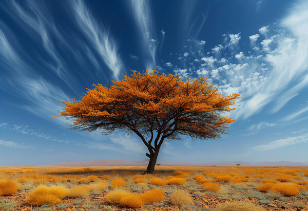 Lone Tree Desert Landscape Picture Board by T2 