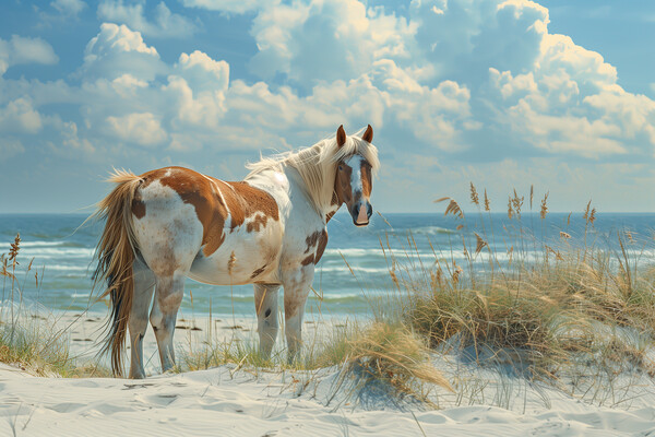 Luskentyre beach Horse - Scottish isle of Harris Picture Board by T2 