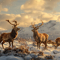 Buy canvas prints of Scottish Bucks Winter Highlands by T2 