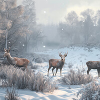 Buy canvas prints of Scottish Bucks Winter Highlands by T2 