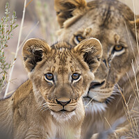 Buy canvas prints of Lion Cub and Lioness by T2 