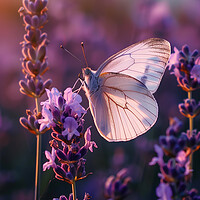 Buy canvas prints of White Butterfly on Lavender by T2 
